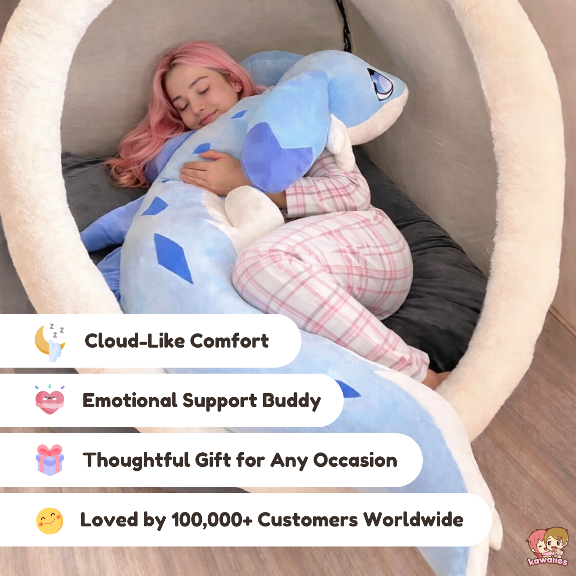 Sofi the Long Kawaii Baby Blue Dragon Plushie