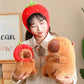 Kawaii Capybara with Strawberry Hat Plushie