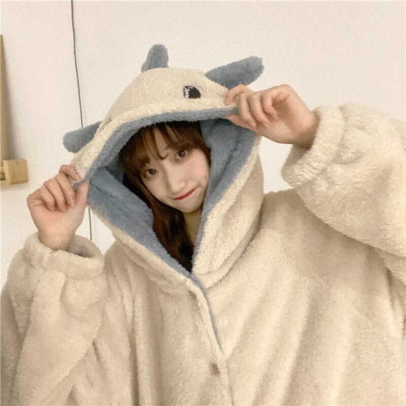 Kawaii Pastel Dragon Plush Hoodie Blanket