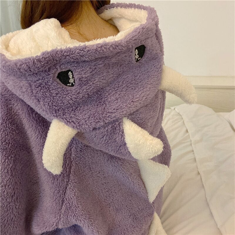 Kawaii Pastel Dragon Plush Hoodie Blanket