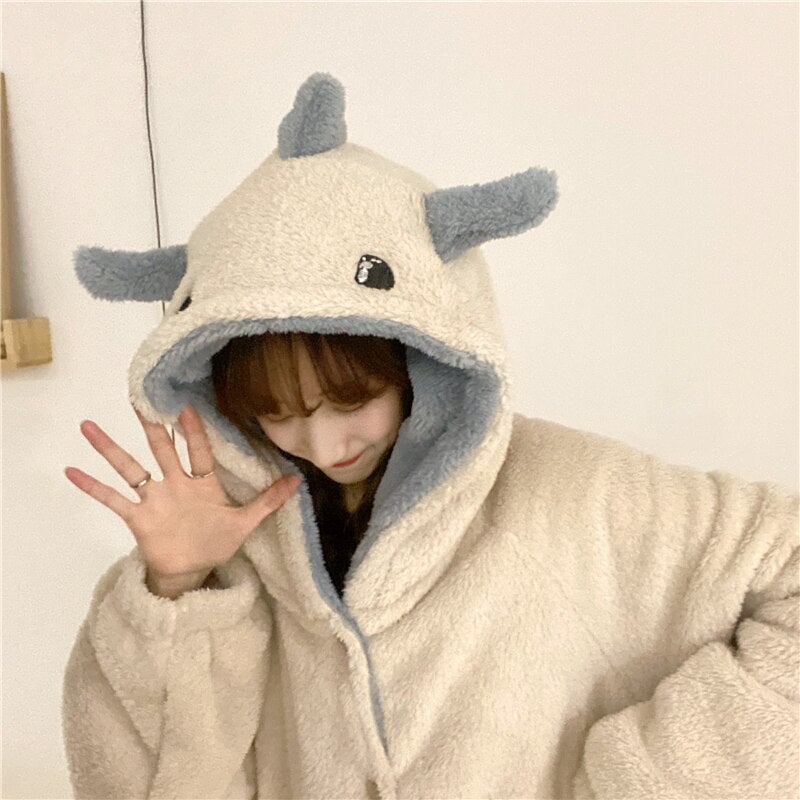 Kawaii Pastel Dragon Plush Hoodie Blanket