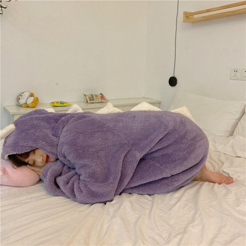 Kawaii Pastel Dragon Plush Hoodie Blanket