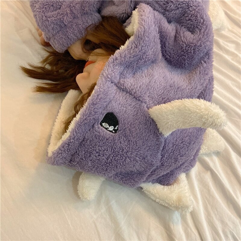 Kawaii Pastel Dragon Plush Hoodie Blanket